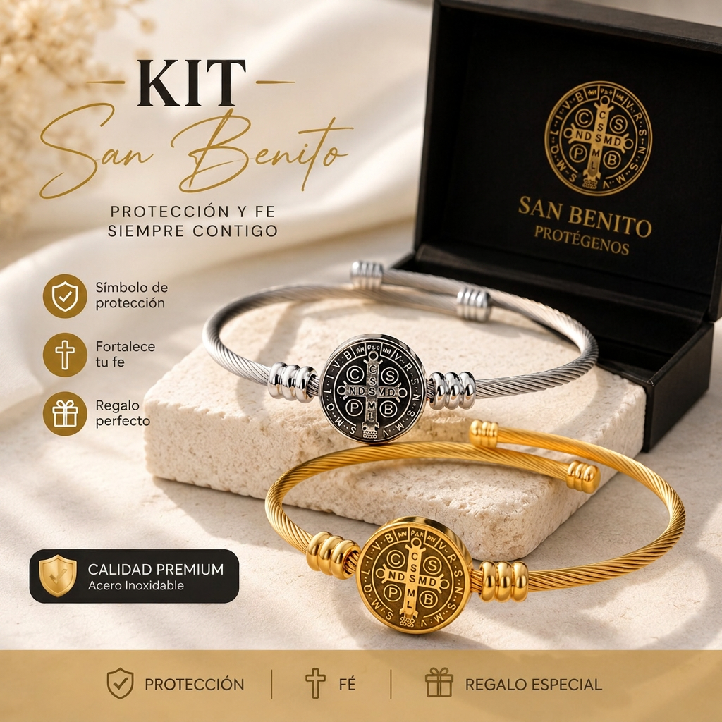Pulsera de Protección de San Benito – Dorada + Plateada